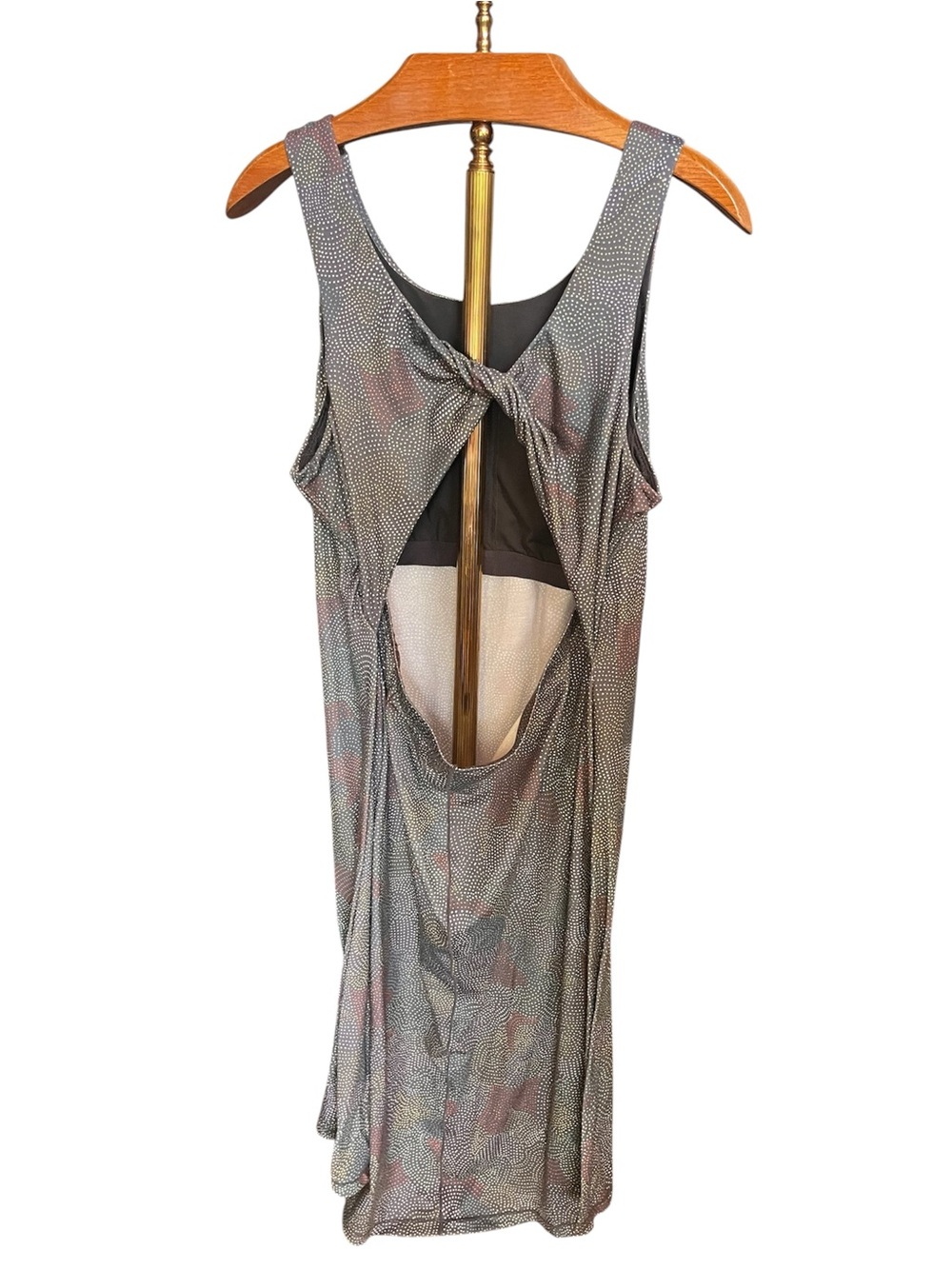 Prana Skypath Midi Dress in Grey and Mauve Dot Print 1X - Picture 6 of 11